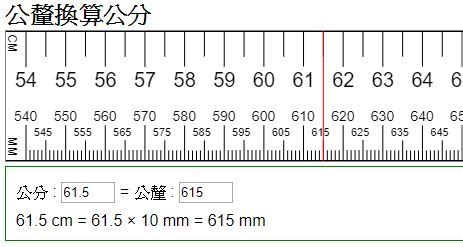 尺寸 釐米